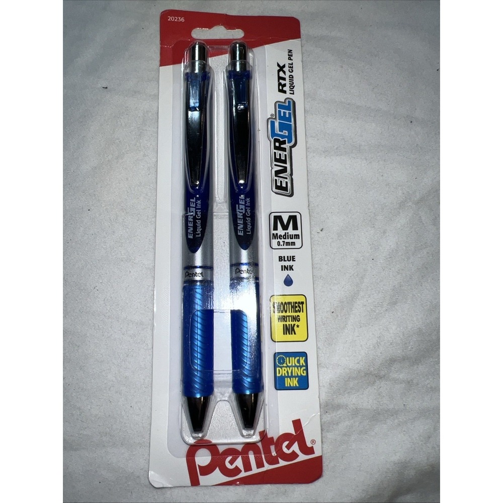 Pentel Energel Rtx Liquid Gel Pens 0.7Mm Medium Blue 2 Count Pack